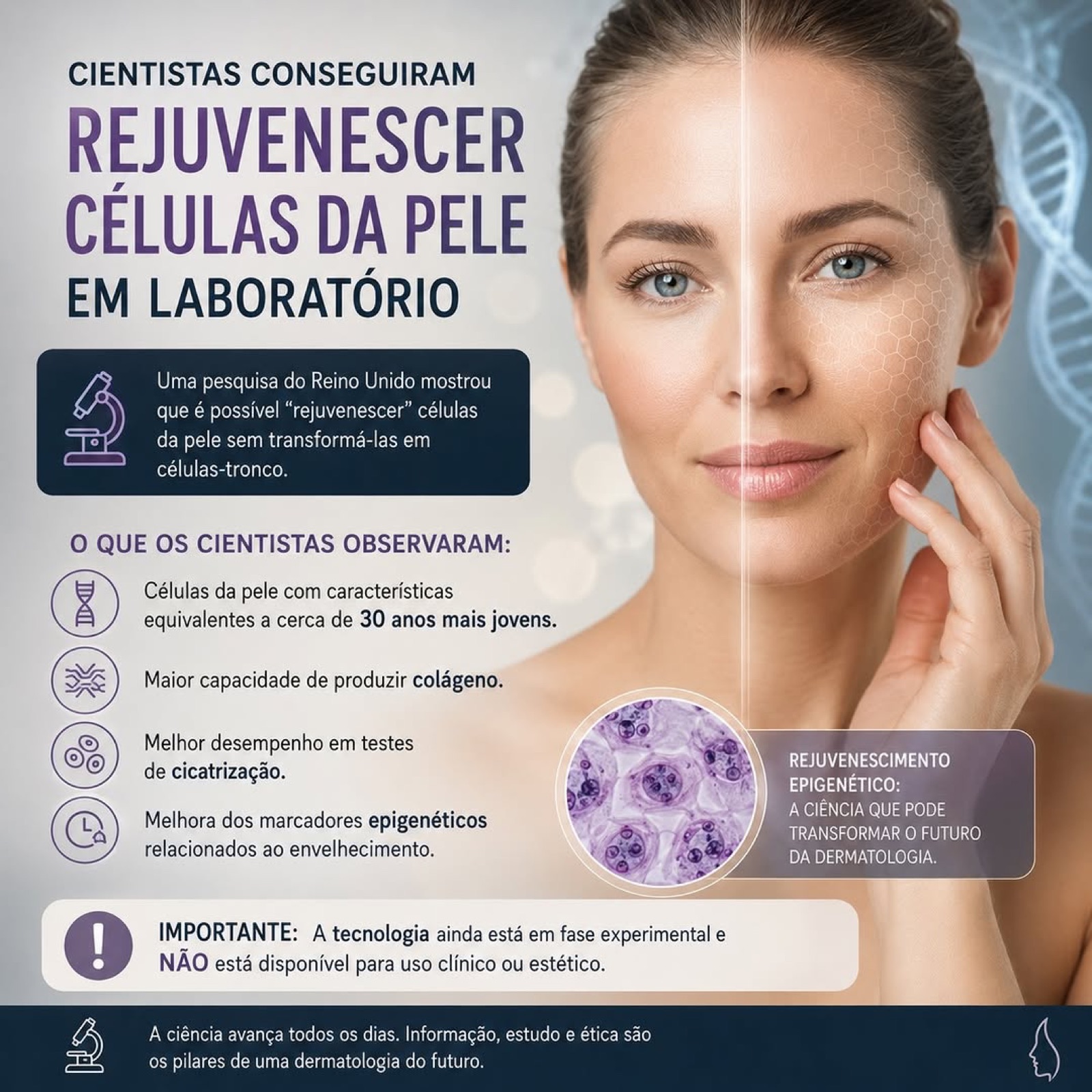 Post sobre ciência e dermatologia